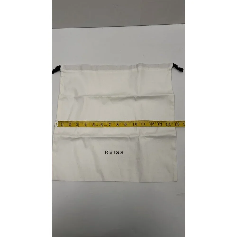 Reiss white cotton drawstring dust bag with brand logo New